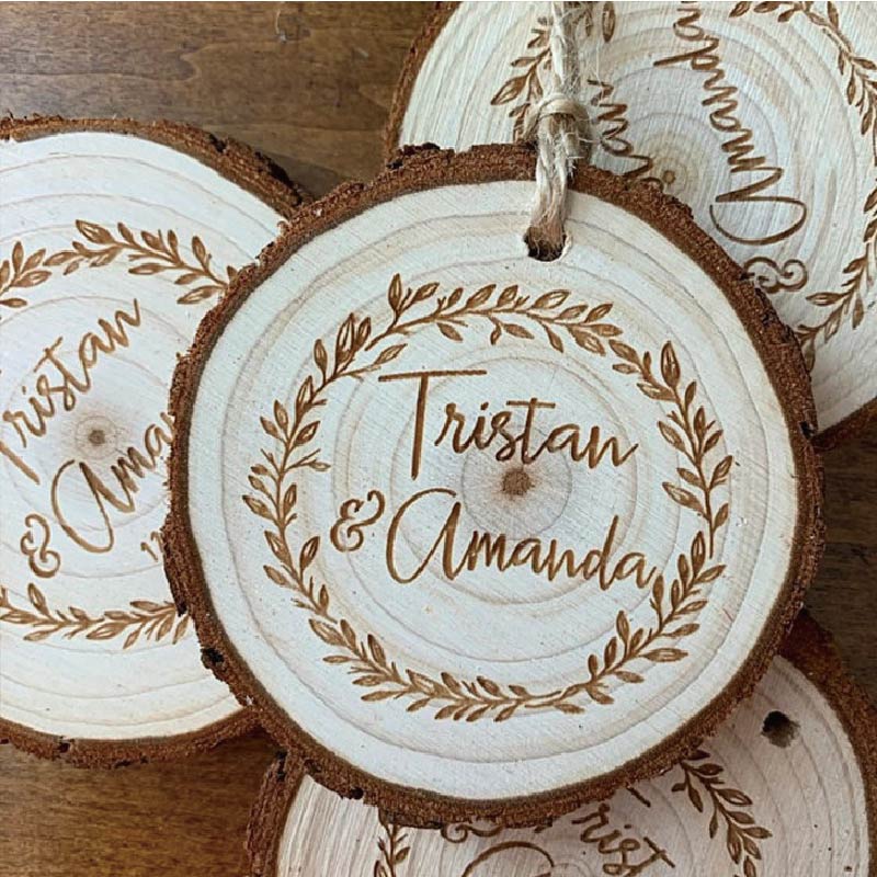 Custom Engraved Wooden Circle Tag Decor